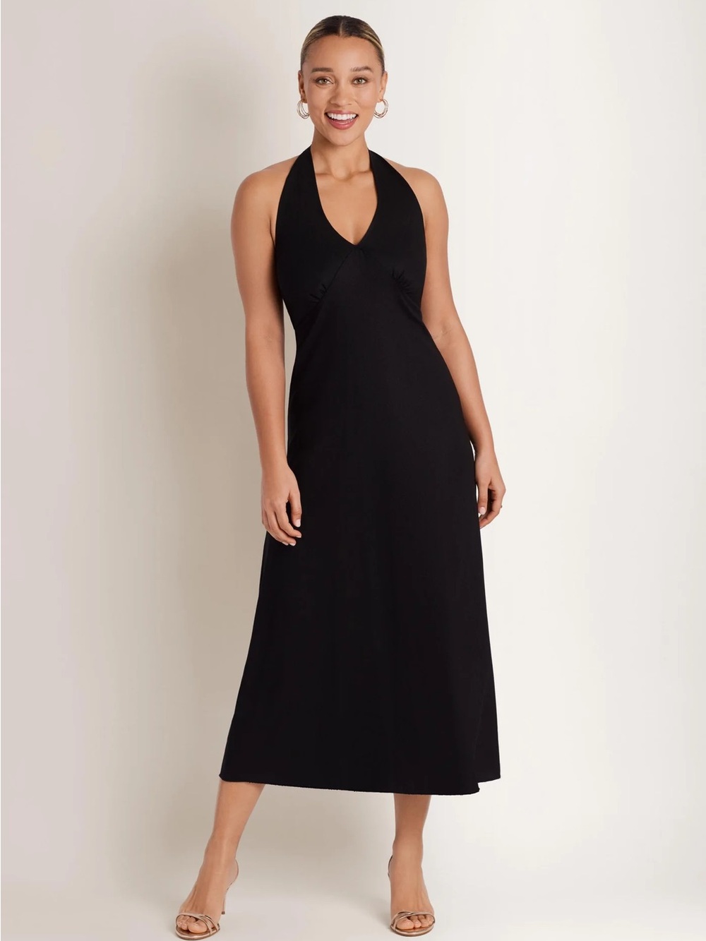 Black Halter Midi Dress